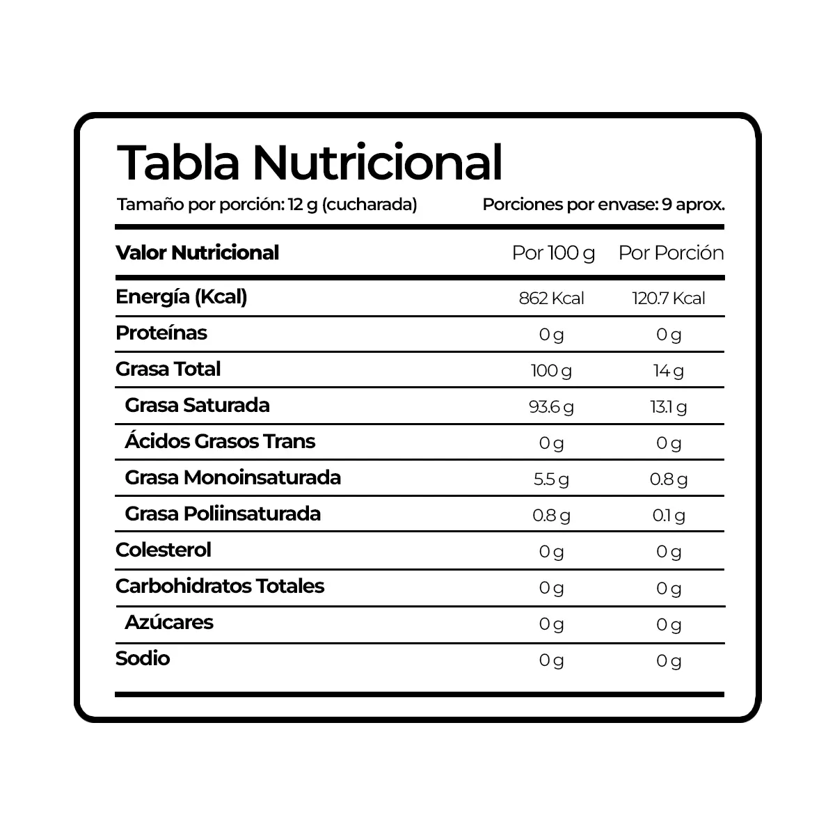 Aceite de Coco Extra Virgen (120ml)